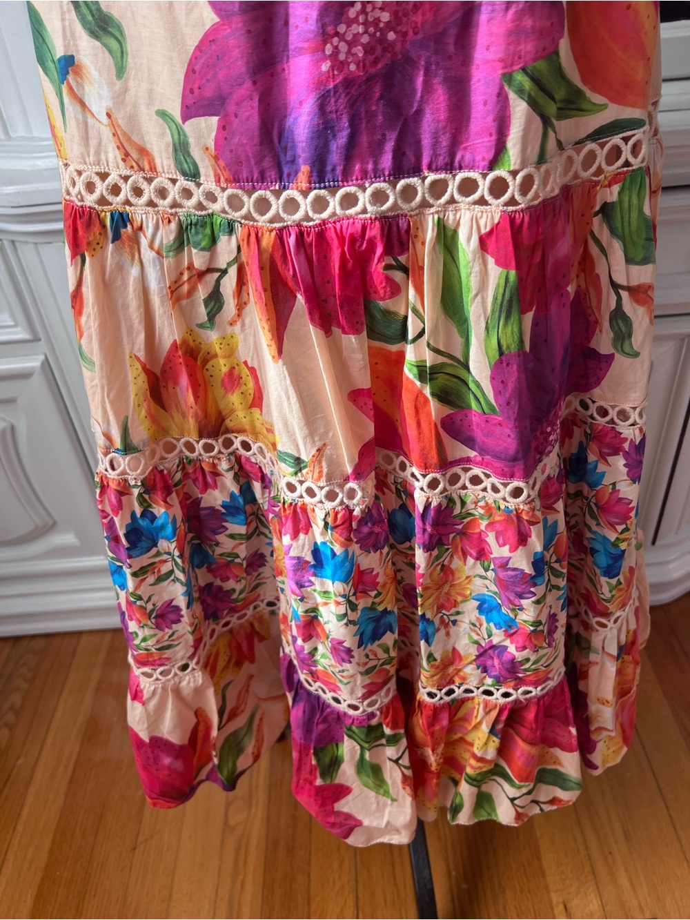 FARM Rio Multicolor Floral Ruffle Midi Dress L - Picture 3 of 16